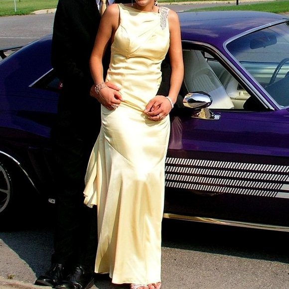 Faviana "Vintage" Satin Prom Dress - Picture 3 of 8